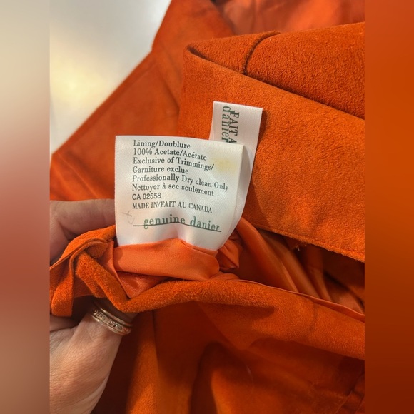 DANIER Leather Orange Suede Button Up Short Sleeve Shirt Sz Small - Picture 5 of 12